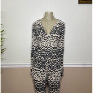 Victoria's Secret PINK Black Fair Isle Thermal Sleep One-Piece Pajama Onesie